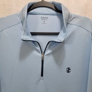 IZOD Men's Golf Long Sleeve Quarter Zip Pullover Mesh Size XLARGE Placid‎ Blue